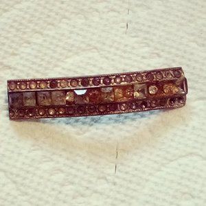 Cute Vintage Bar Pin/Brooch with 3 rows of Diamon-Like Stones